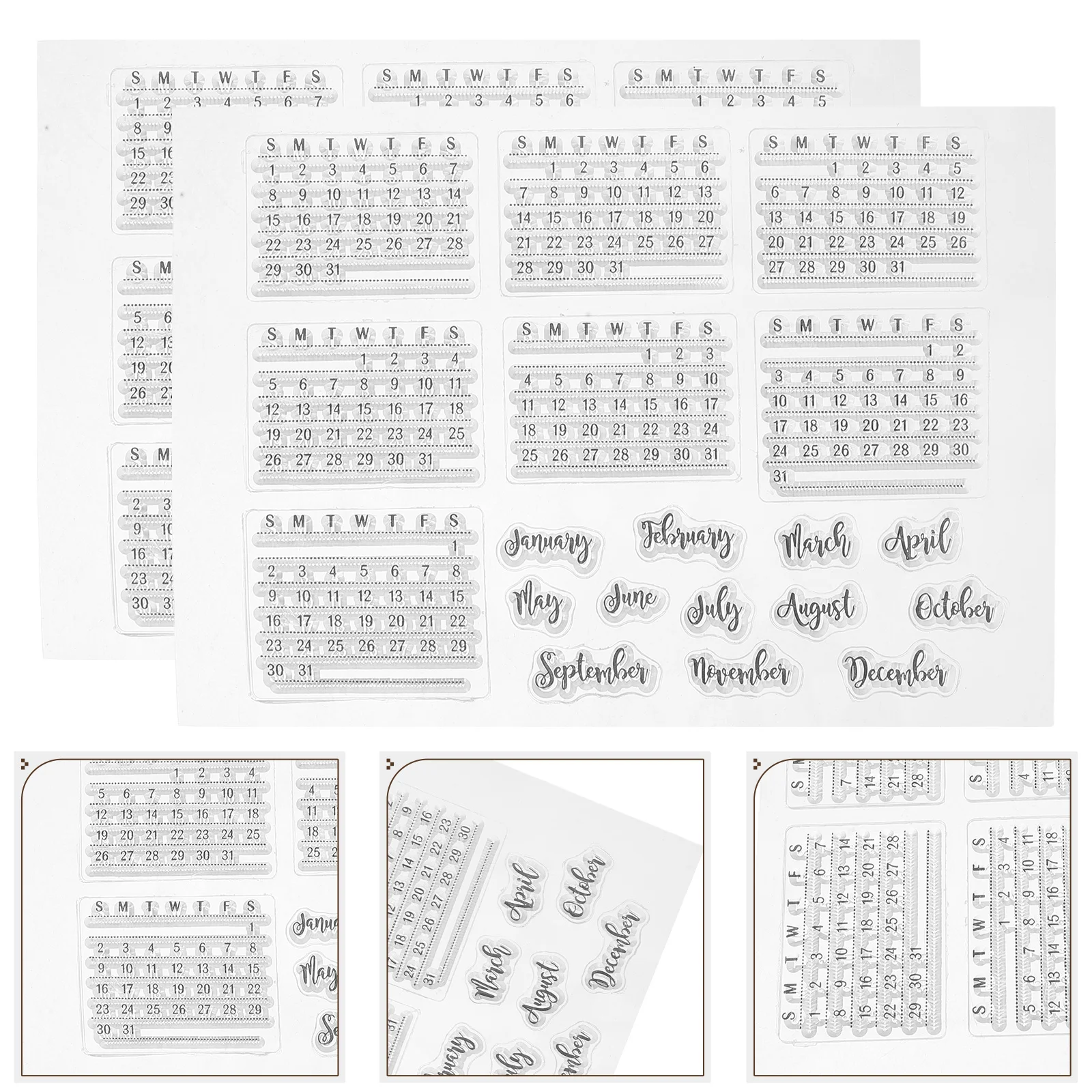 

2Pcs Silicone Calendar Stamps Transparent Clear Stamp Set for DIY Planners Card Making Scrapbooking Journaling Date Organizer