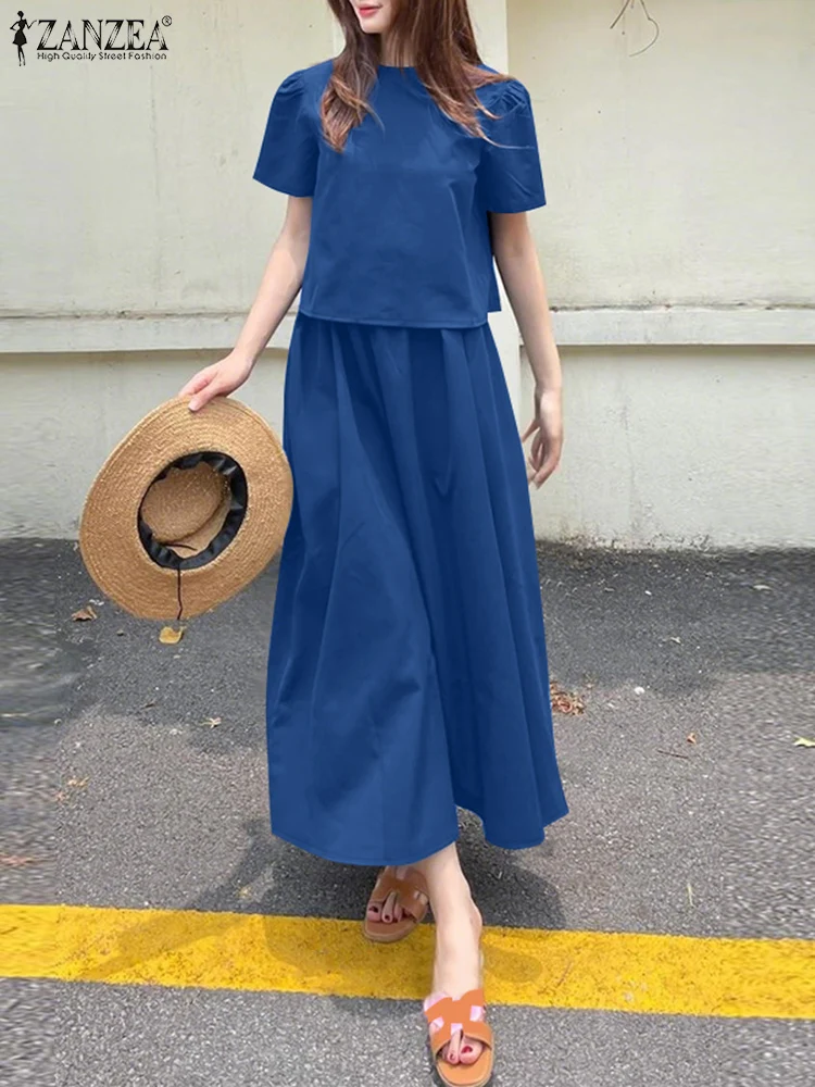 

ZANZEA Fashion Summer Pant Sets 2025 Women Matching Sets Short Sleeve Blouse Wide Leg Trousers Suit Casual Solid Work OL Outfits