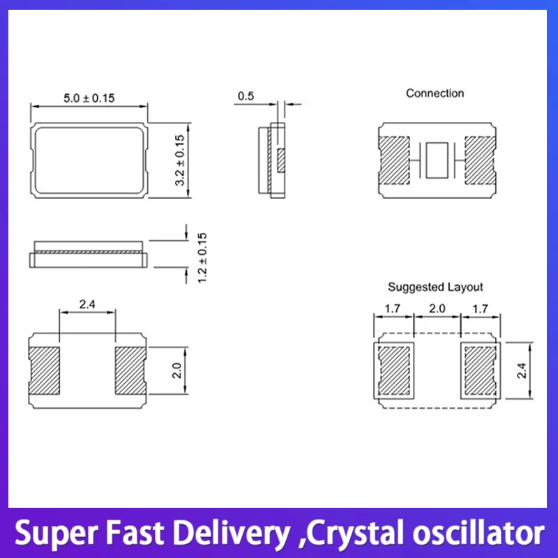 10PCS 5*3.2mm 5032 2p 13.560MHZ 13.560M 13.56MHZ SMD Passive Crystal Resonator DIP2