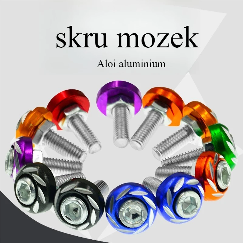 4 Pcs Motorcycle Modification Accessories Round Carved Colorful Car Accessories License Plate Decorative Screws