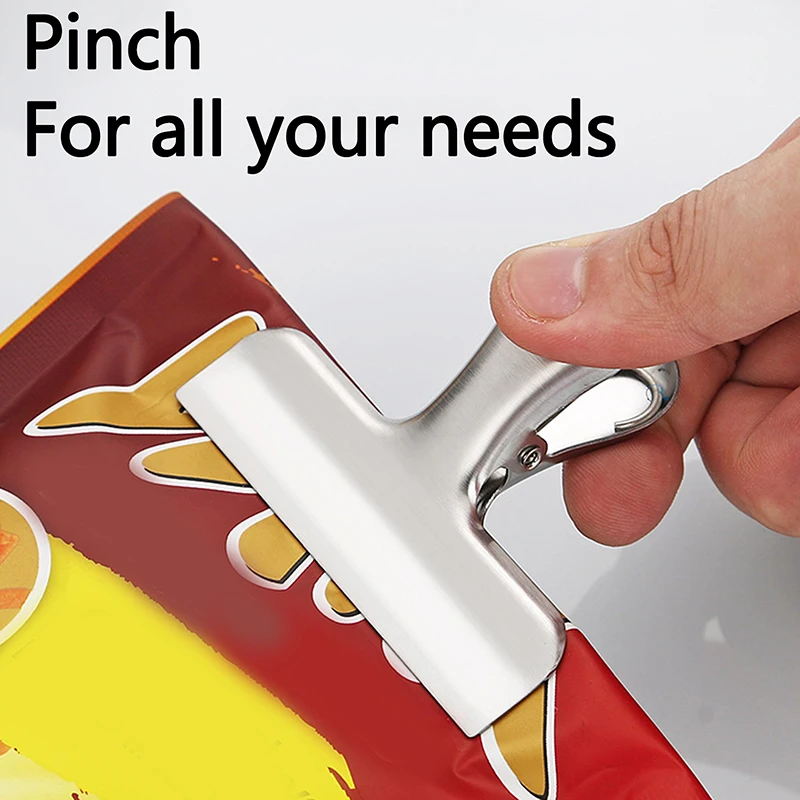 Stainless Steel Bag Clipsf For Food Heavy Duty Metal Silver Food Clips Office Paper Clamps Air Tight Seal Snack Clips
