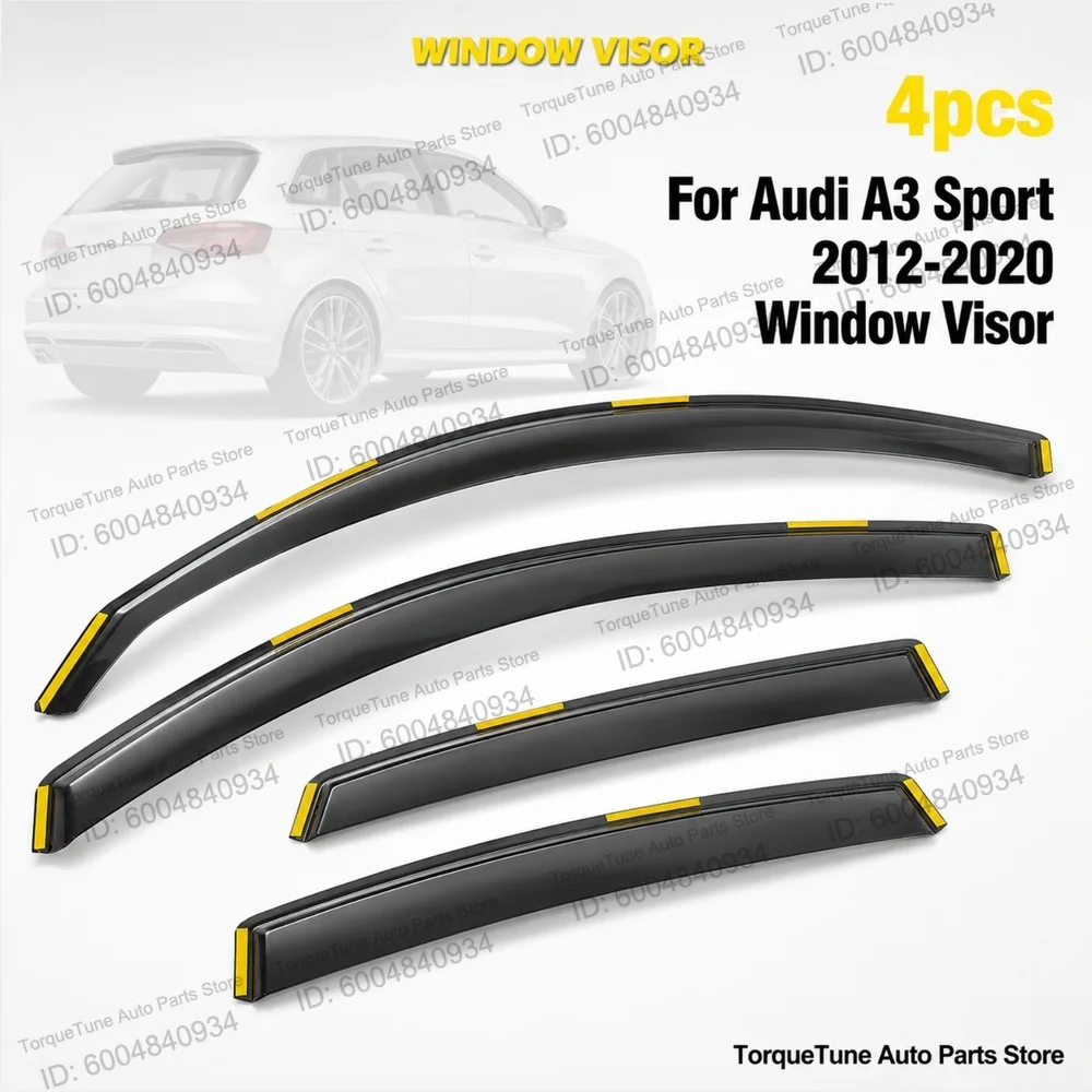Premium In-Channel Direct Fit Window Visor Wind Deflector For Audi A3 Sport 2012-2020 Tape-On Vent Visors Rain Sun Guards