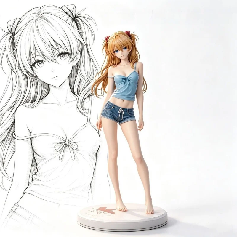 Anime Preacher Asuka Langley Soryu Character Casual Outfit Desktop Decor Anime Fans Collectible Model