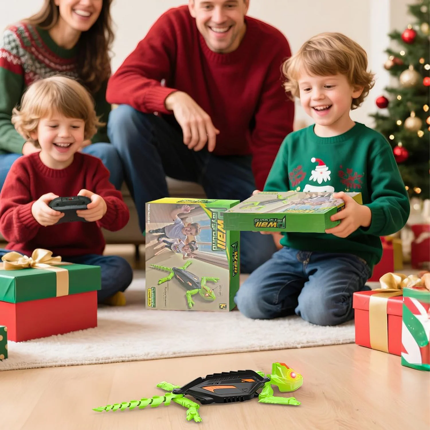 Wandkletterender Gecko, Leuchtendes Eidechsen-Wandkriechtier, Ferngesteuertes Eidechsen mit LED-Augen, 360 ° Rotierender Elektrischer Reptilien-Roboter für Boden und Wand, Weihnachts- und Geburtstagsgeschenk – Detail 2