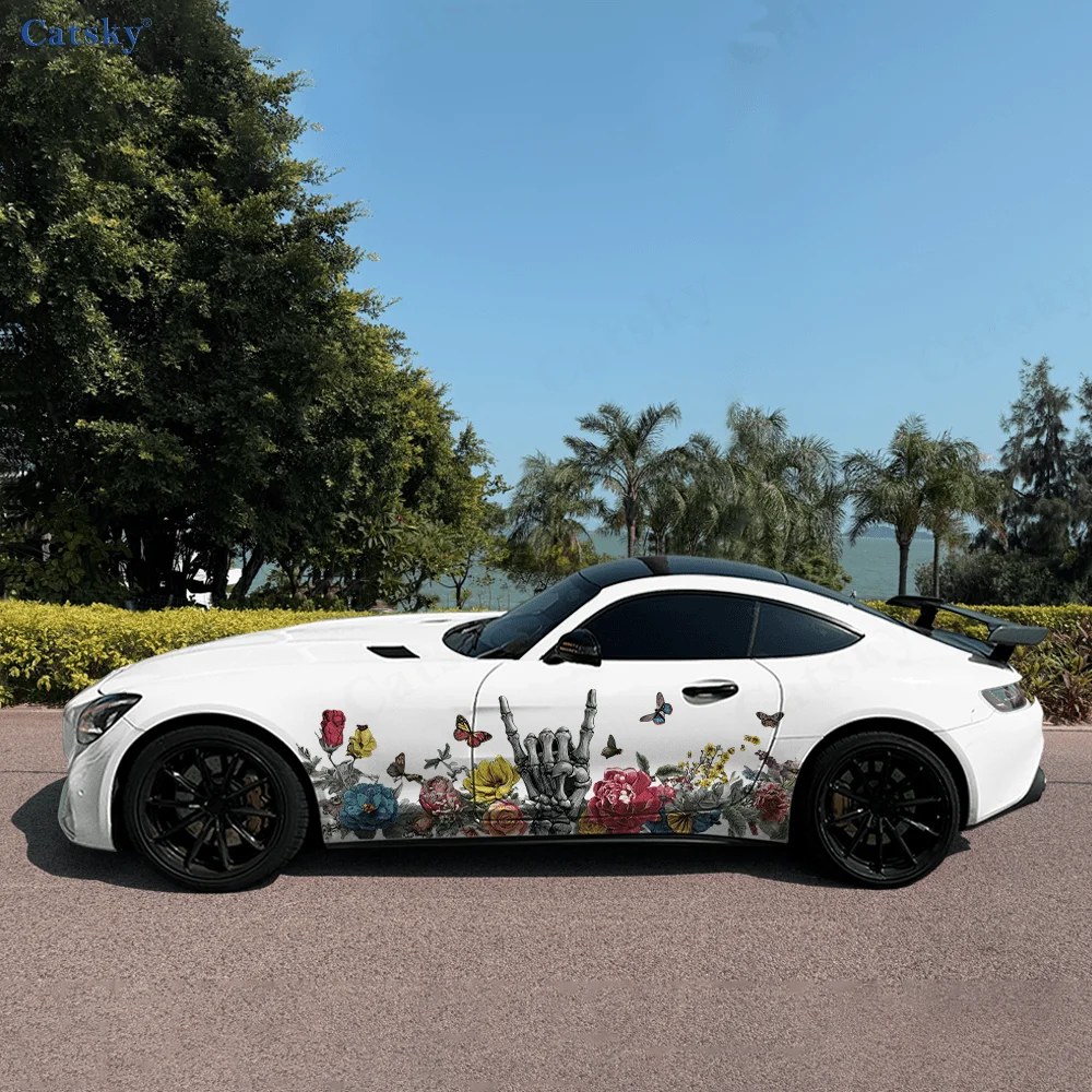 

Кости, цветы, боковая наклейка на автомобиль, ПВХ, самоводонепроницаемая палочка, яркие автомобильные внешние аксессуары, декор, защитный подарок для любителей автомобилей