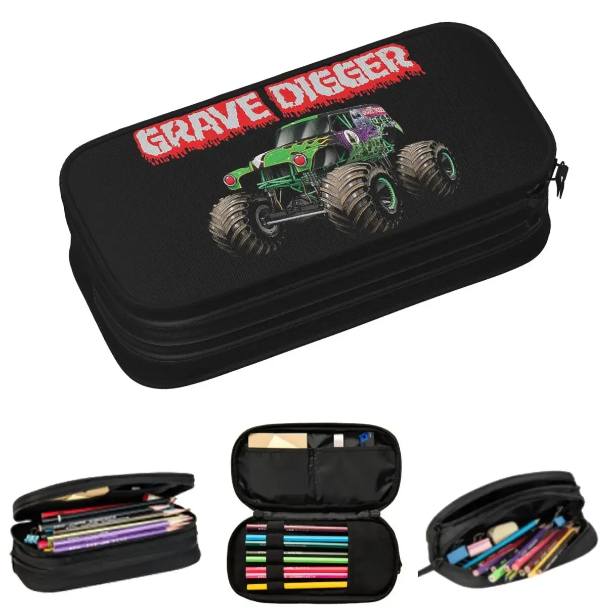 

Classic Monster Jam Pattern Pencil Cases for Students Gifts Pen Box Pencil Bag Pencil Pouch Storage Stationery Supplies