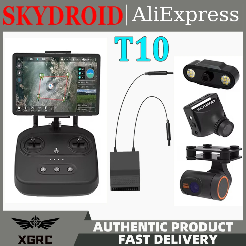 Skydroid T10 Remote Control Mini Camera 10km Digital Map Transmission 4 In 1 With R10 Reciever For RC Plant Protection Drone