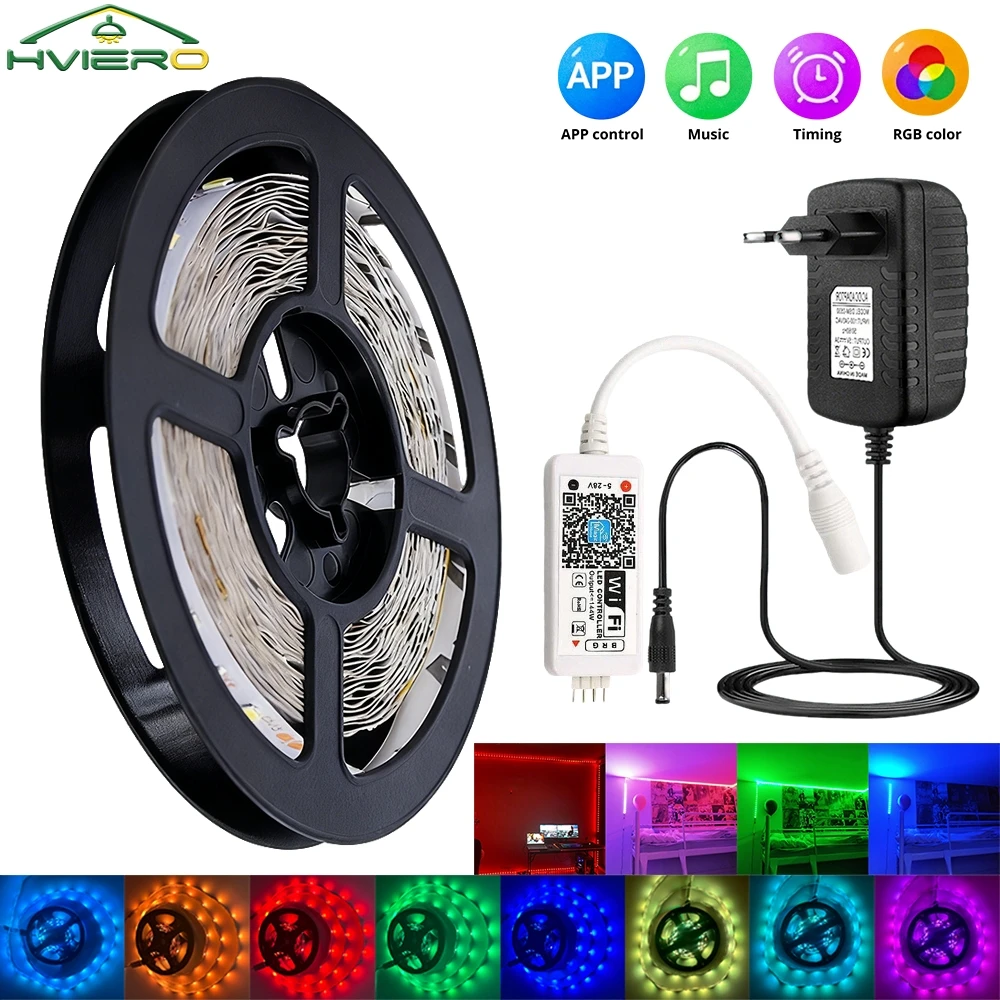 

Bluetooth WIFI LED Strip Lights Smart SMD 5050 APP Control Flexible Ribbon Diode Lamp Tape TV Backlights Game Room Home Decor