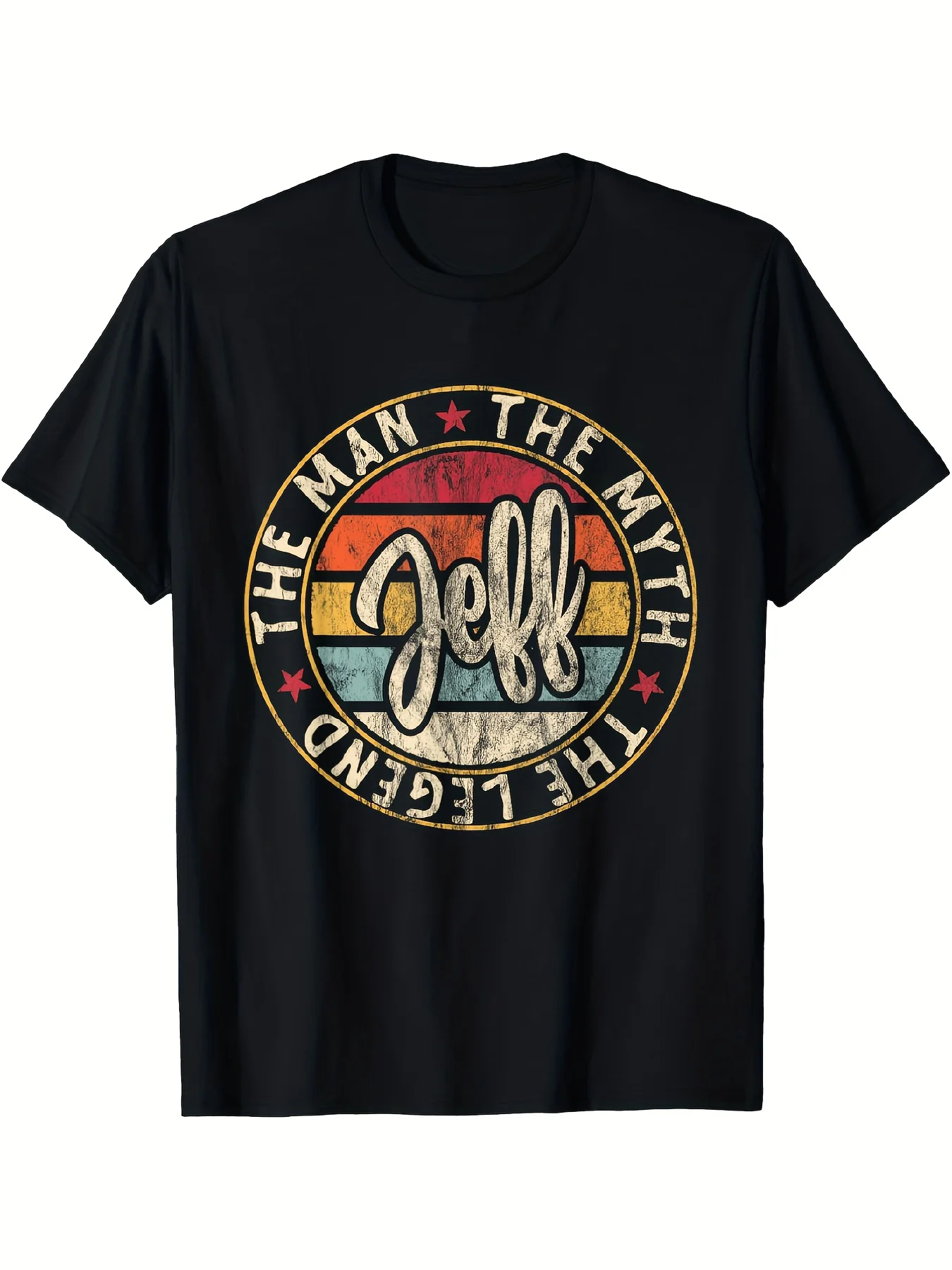 Mens Jeff The for Man The Myth The Legend First Name Jeff T-Shirt_1, Classic Retro Style, Round Neck Short Sleeves, Machine Washable, Ideal for Casual SportWear, Comfortable Tee Graphic Print Shirt, All-Season Tee for Everyday & Outdoor Activities