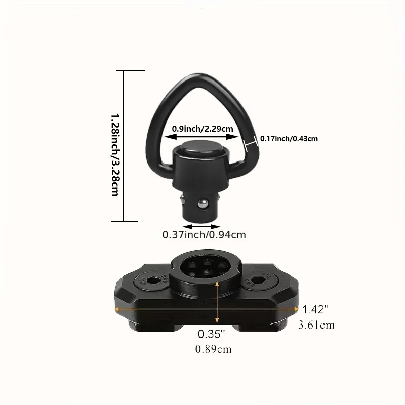 ชุดสายสะพายแบบสองจุด QD จำนวน 2 ชิ้น พร้อมตัวหมุนสายสะพายขนาด 1 นิ้ว ตำแหน่งจุดยึด 8 จุด 45 องศา °   การออกแบบการหมุน สำหรับการล่าสัตว์ อุปกรณ์เสริมปืนของเล่น