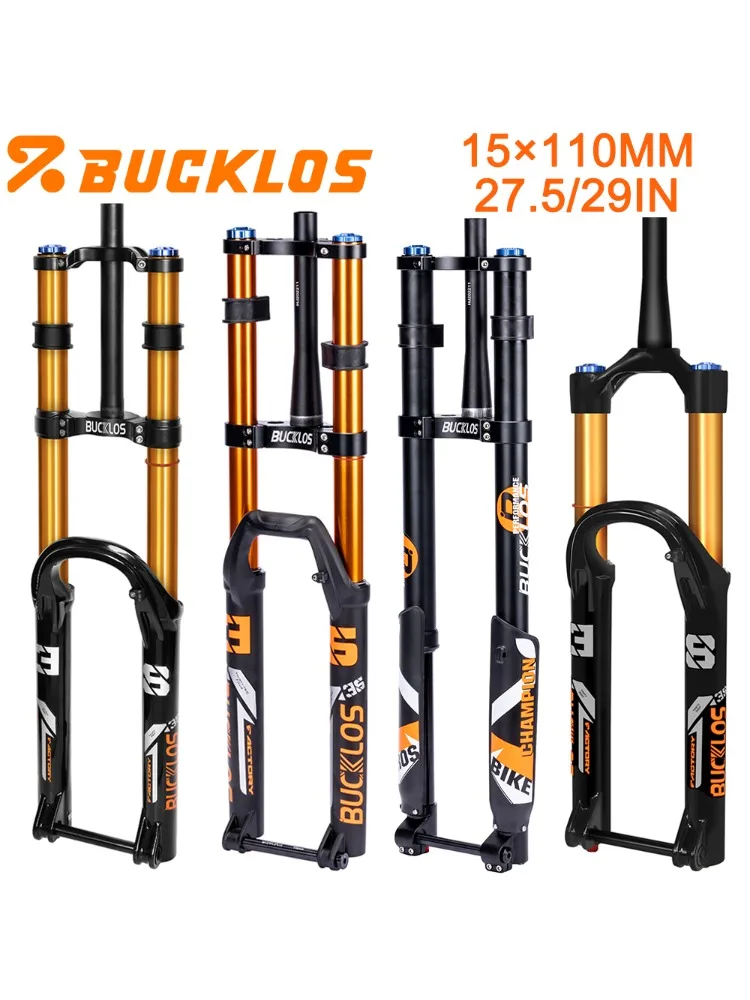 AliExpress BUCKLOS Bicycle Fork 15*110mm Air Suspension DH Fork 27.5in 29in Thru Axle Downhill Bike Forks Straight/tapered Tube AM Forks