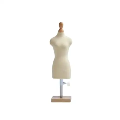 Female Dress Foam Cloth Mannequin, No Body Wood, Square Plate, Base Irons, Adjustable Rack, Mini Size, D363, 1/3, 1/4