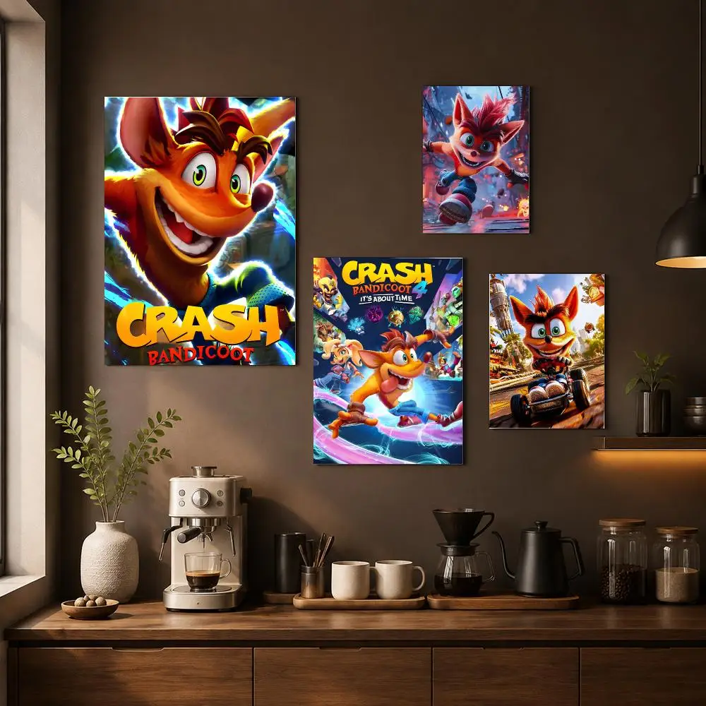 C-Crash Bandicoot Poster HD Art Sticker Self Adhesive For Playroom Bedroom Hallway Home Wall Art Decor Gift