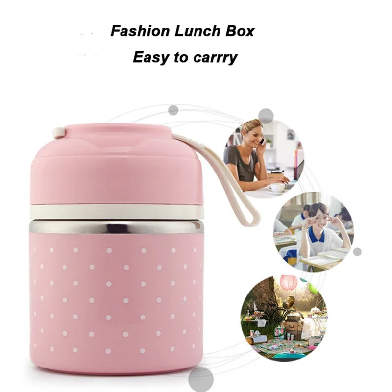 Portable Japanese Lunch Box Leakproof Stainless Steel Bento Kids Food Container Round Shape For School Students Picnic Travel