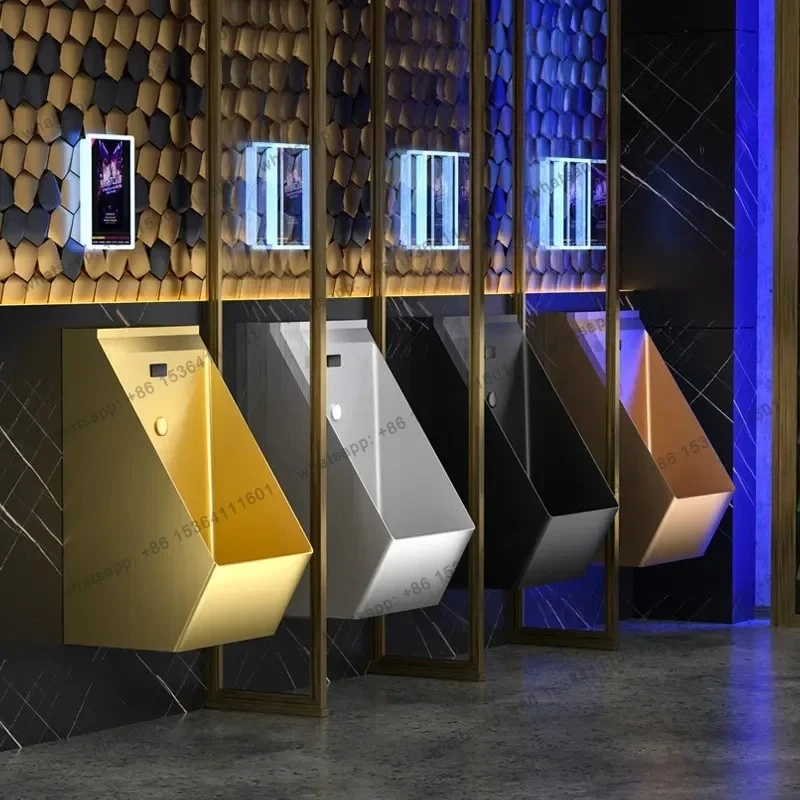 Hotel stainless steel integrated induction urinal wall-mounted men's bathroom urinal household urinal