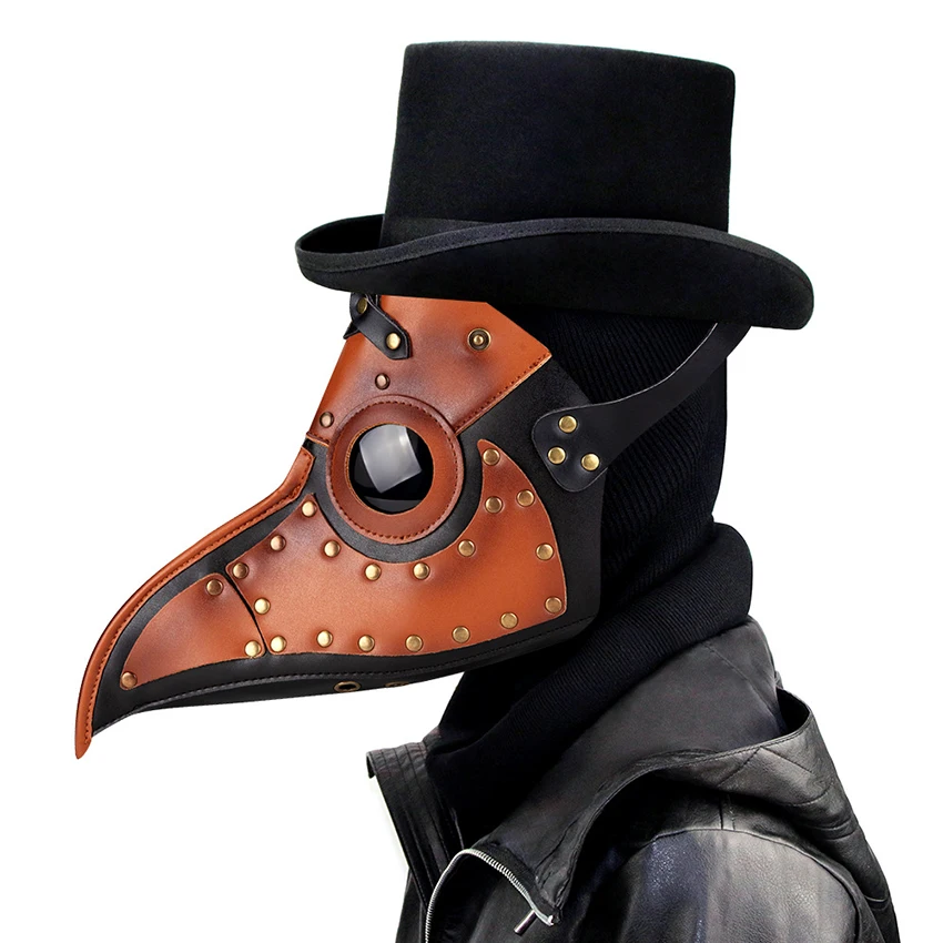 Máscara de médico de la peste Steampunk para cara de adulto, mascarada Medieval de cuero para Halloween, Cosplay de terror, accesorio de máscara de pico gótico masculino