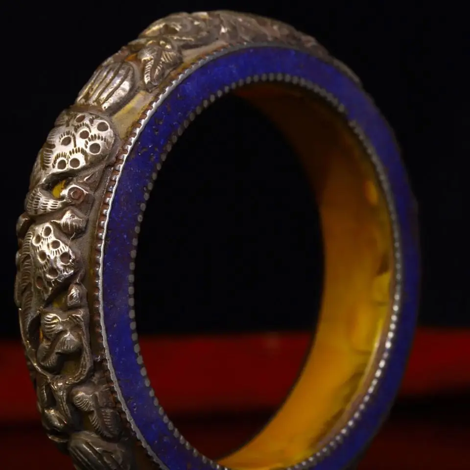 Hot Sale Collection Xizang Receives Old Pure Handmade Packed Silver Old Pulp Bracelet Gifts Jewelry Old Objects