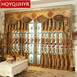 Royal aristocratic high-end custom embroidery curtains for Living Room European luxury villa curtains for Bedroom/Kitchen