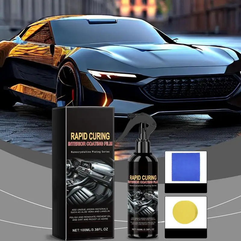 

Car Interior Cleaner agent 100ml Mild Liquid Car detailing Spray High Protection Quick Car Coating Spray with Sponge and Cloth