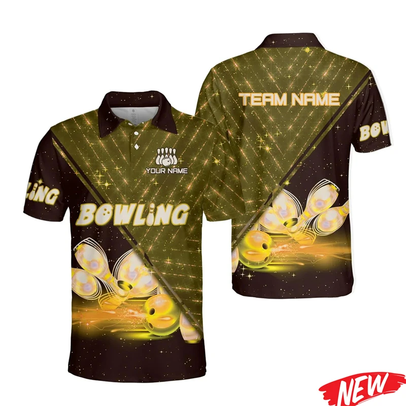 Custom Name Bowling Polo Shirts For Men Personalized Team Name Short Sleeves Tee Shirt Tops New 3D Printed Sports Polo Shirts