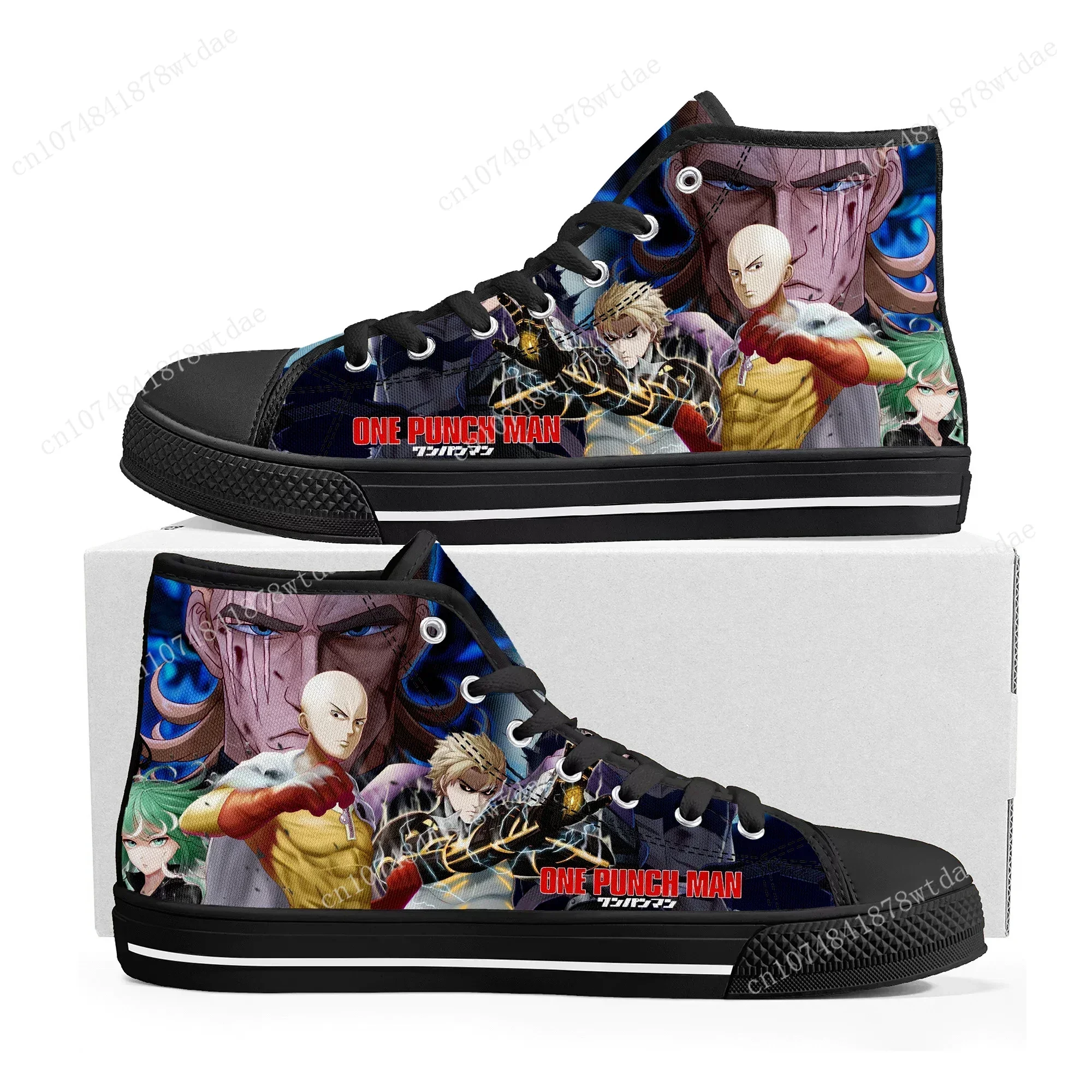 One Punch Man High Top Sneakers Mens Womens Teenager Saitama Anime Cartoon High Quality Canvas Sneaker Casual Custom Made Shoes