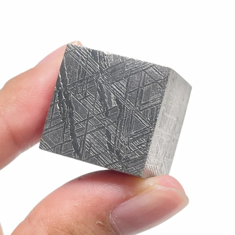 Authentic Namibia Gibeon Meteorite Solid Cube Block Multi‑Face Etched Geology Collection Sample TC788