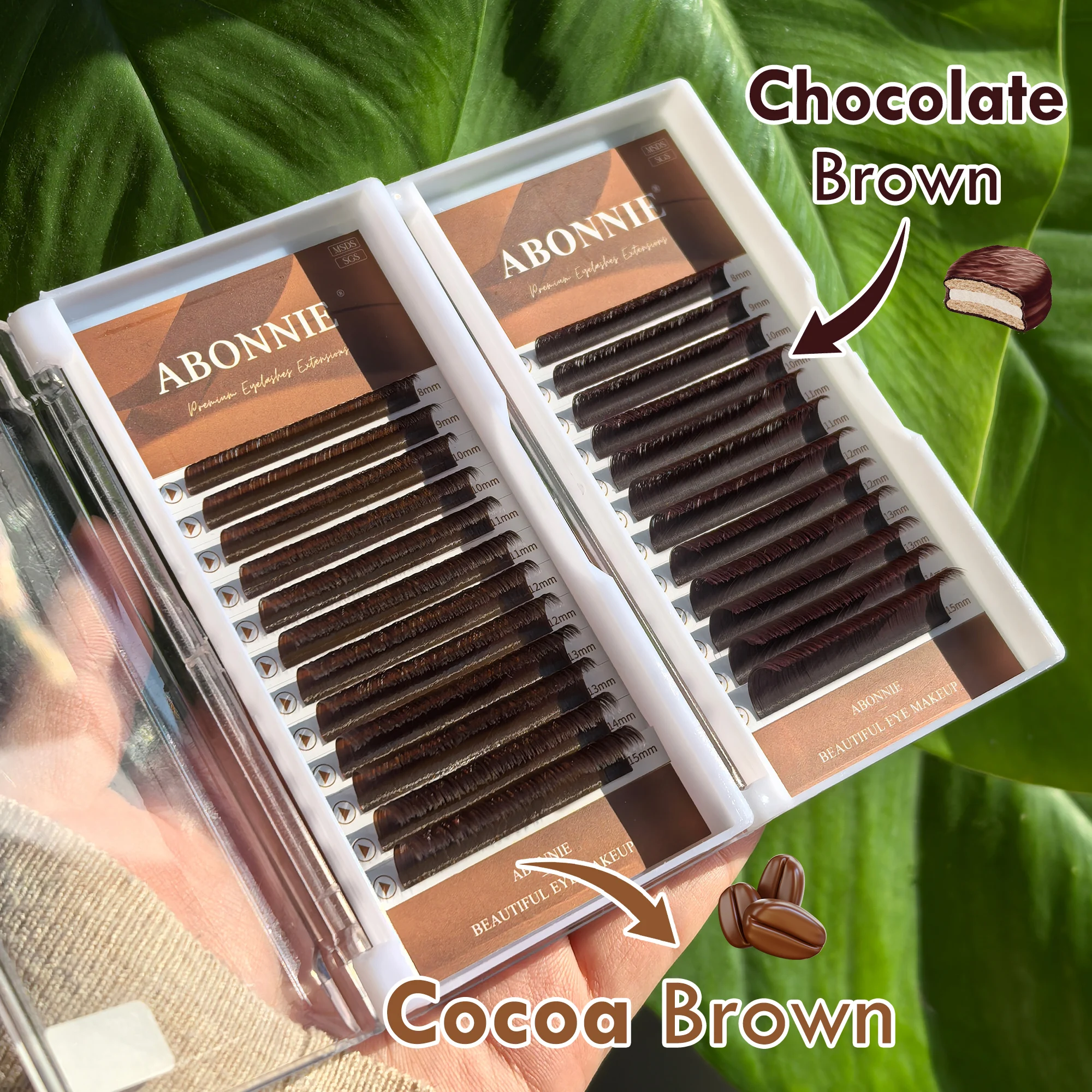 ABONNIE Brown Velvet Easy Fan Lashes C CC D Curl Mega Volume Fans Bloom Extensão de cílios