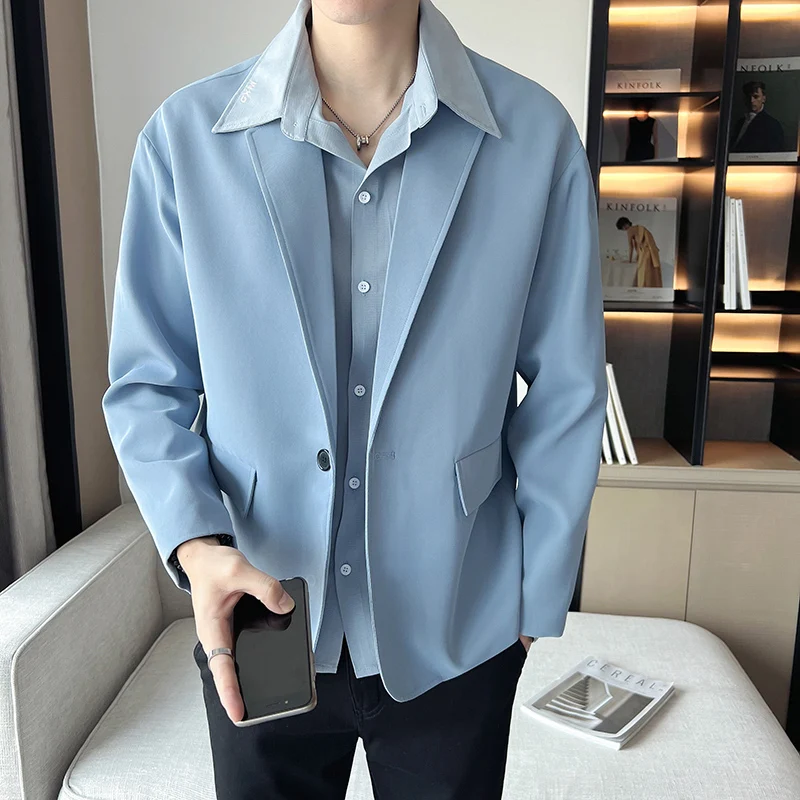 High Quality Blazer Men's Korean Fashion Trend High-end Simple Elegant Fashion Business Casual Youth Student Loose Suit Jacket