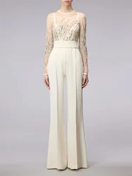 HIGH STREET Newest 2026 Designer Runway Fashion Women's Mesh Splicing Sequin Diamonds Beaded Jumpsuit