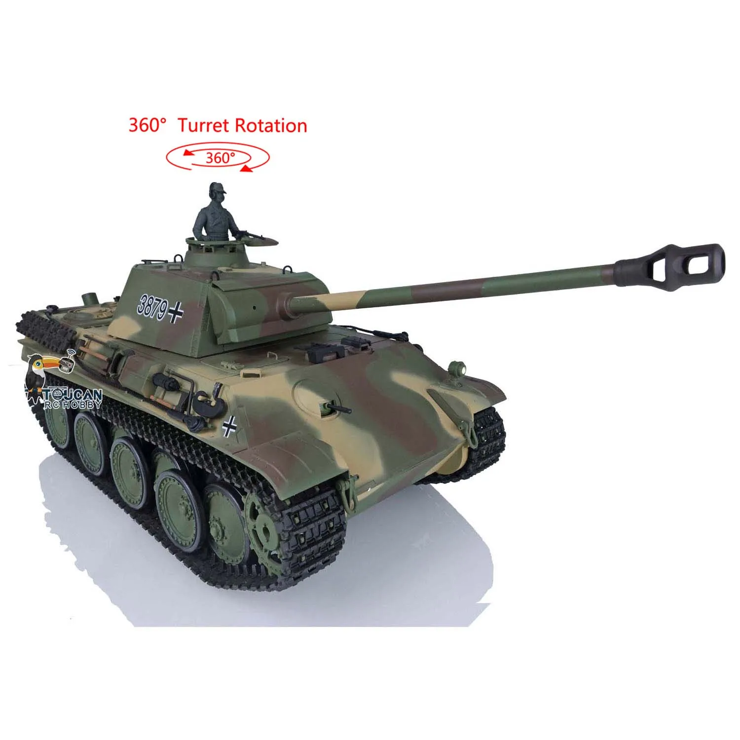 Heng Long 1/16 Scale 7.0 Plastic German Panther G RTR RC Tank 3879 360° Turret RC Panzer TH17486