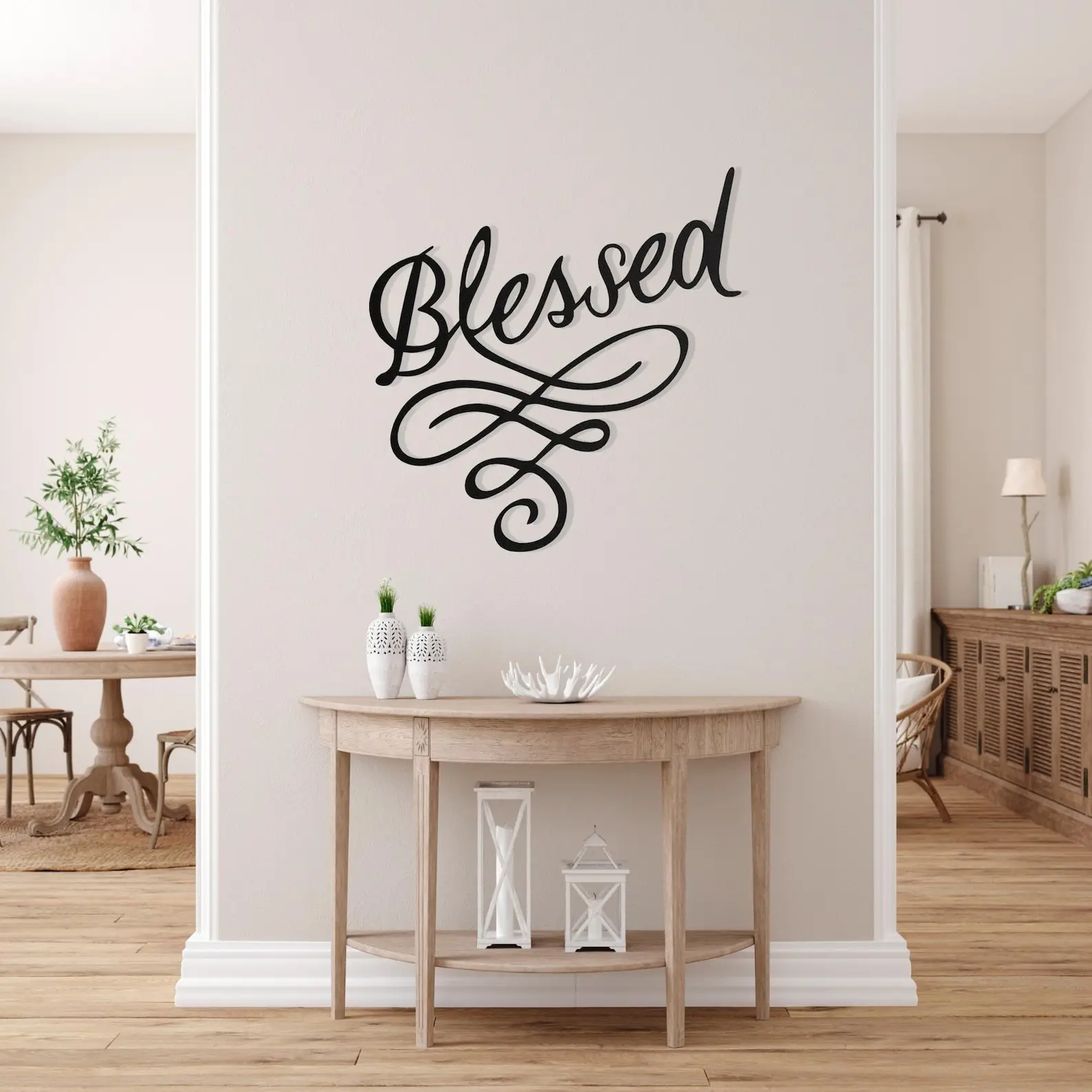 CIFBUY Iron Wall Art Blessed Word Waterproof Sculpture For Home Hanging Decor Faith Gift