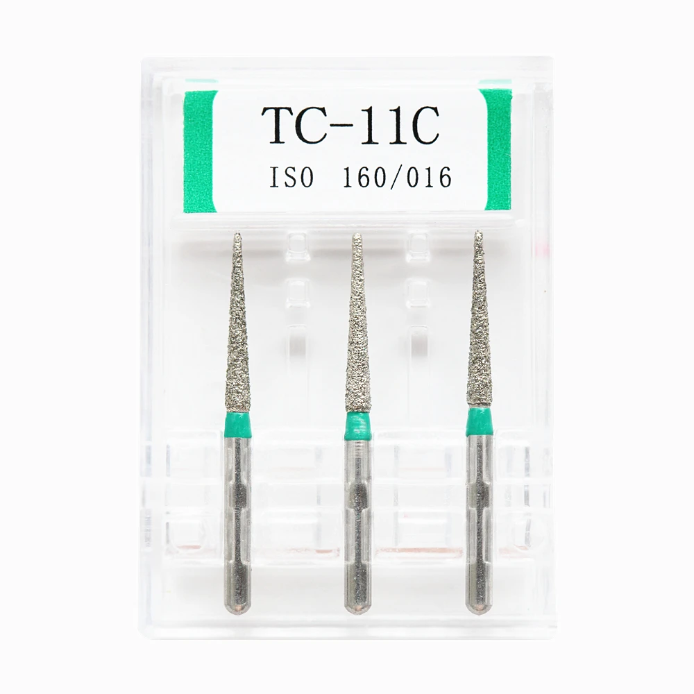 3pcs/Pack Dental Diamond Burs Green Coarse Polisher Drill Tools FG1.6mm High Speed Handpiece Polishing Dentist Lab Material