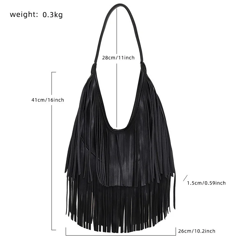 Quaste Große Kapazität Marke Tote Tasche Schwarz Leder Hohe Qualität Luxus Mode Frauen Schulter Tasche Weiche Casual Hobos Achselhöhle Tasche – Detail 1