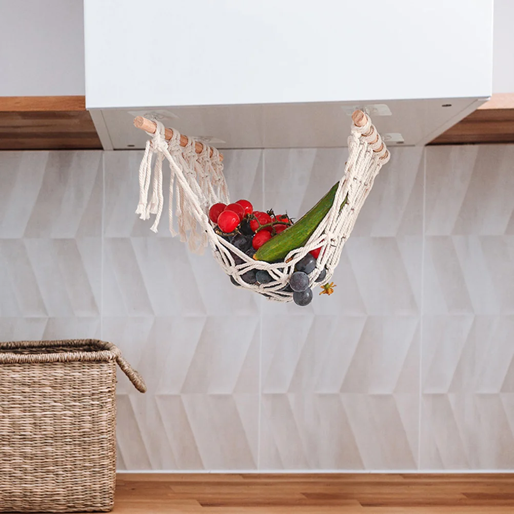 

Bohemian Cotton Rope Hanging Basket H made Storage for Kitchen Bedroom Bathroom RV Multi Function Decorative Vegetable Hammock