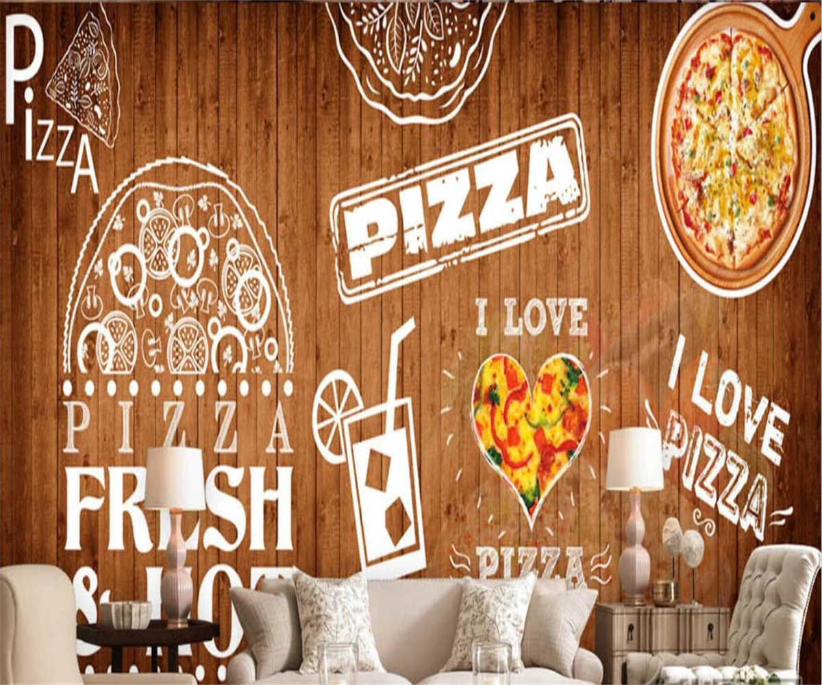 Custom wallpaper nostalgic wood pizzeria background wall murals catering background custom tooling background mural 3d wallpaper