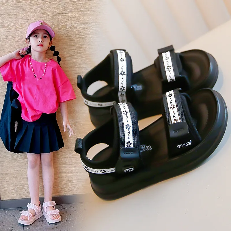 

Girls' Sandals 2026 Summer New Style, Little Girls' Anti slip Soft soled Princess Shoes, Middle and Large Children's Beach Shoes