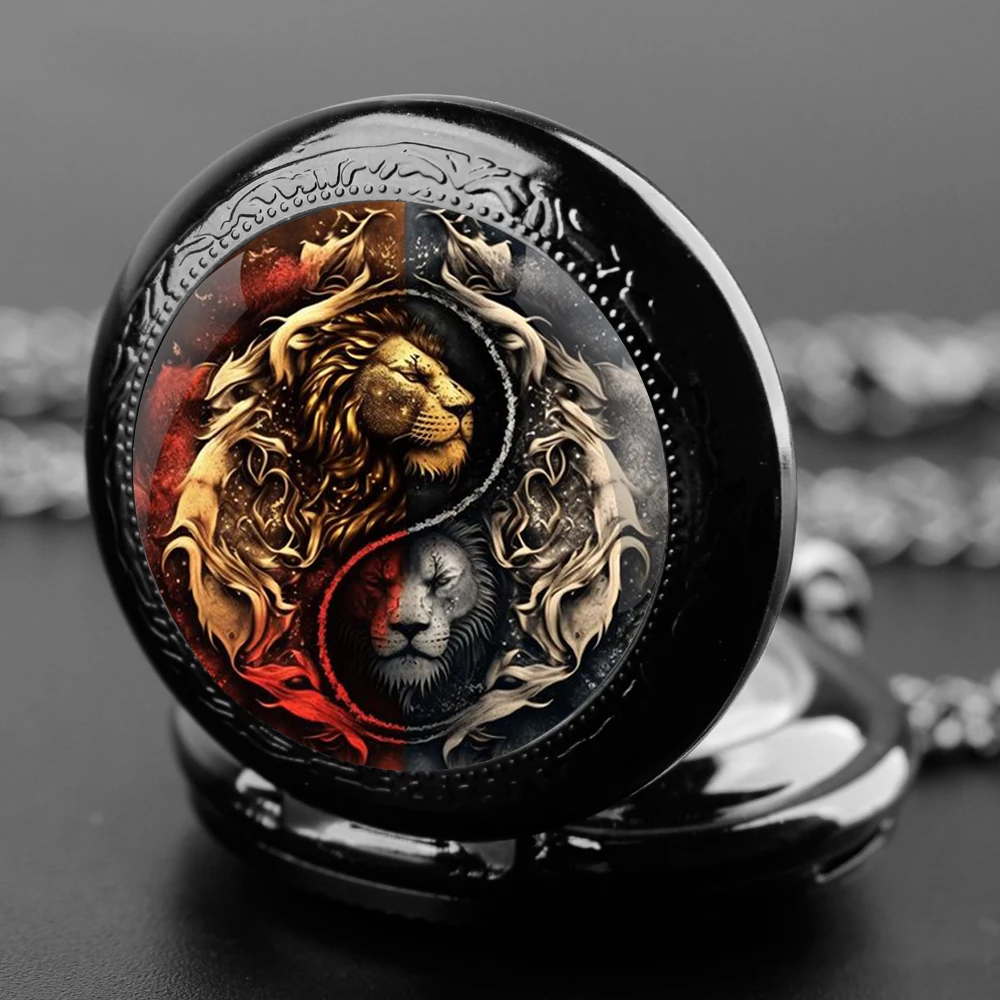 Yin and Yang Tiger Design Кварцовий кишеньковий годинник Намисто Годинник Кулон Жіночий Чоловічий Годинник Ювелірні вироби Подарунки Аксесуари reloj de bolsillo