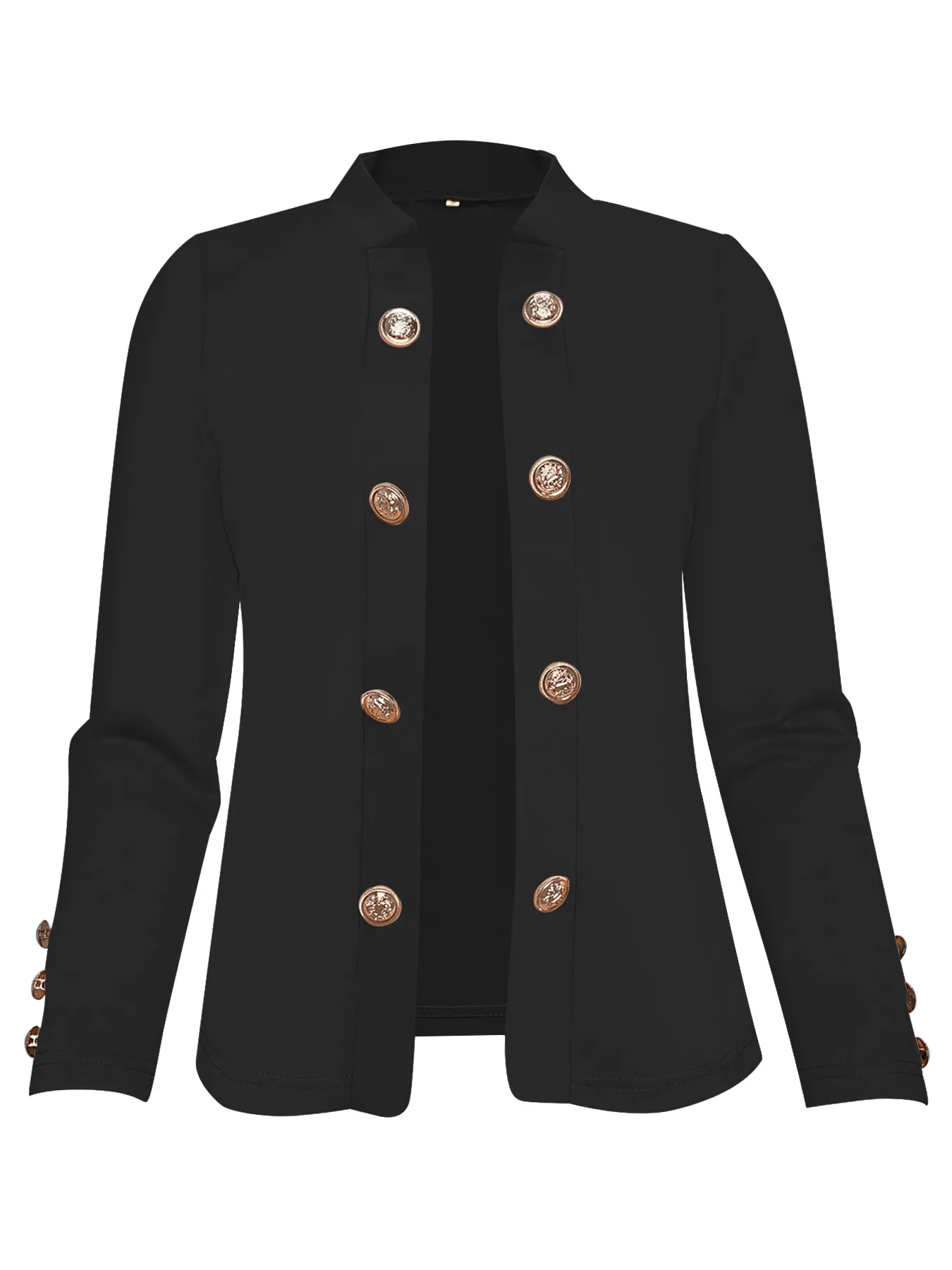 Damen Blazer mit Goldknöpfen, Doppelreihige Schlanke Jacke, Langarm Formelle Jacke für Büro, Alltag und Business – Detail 3