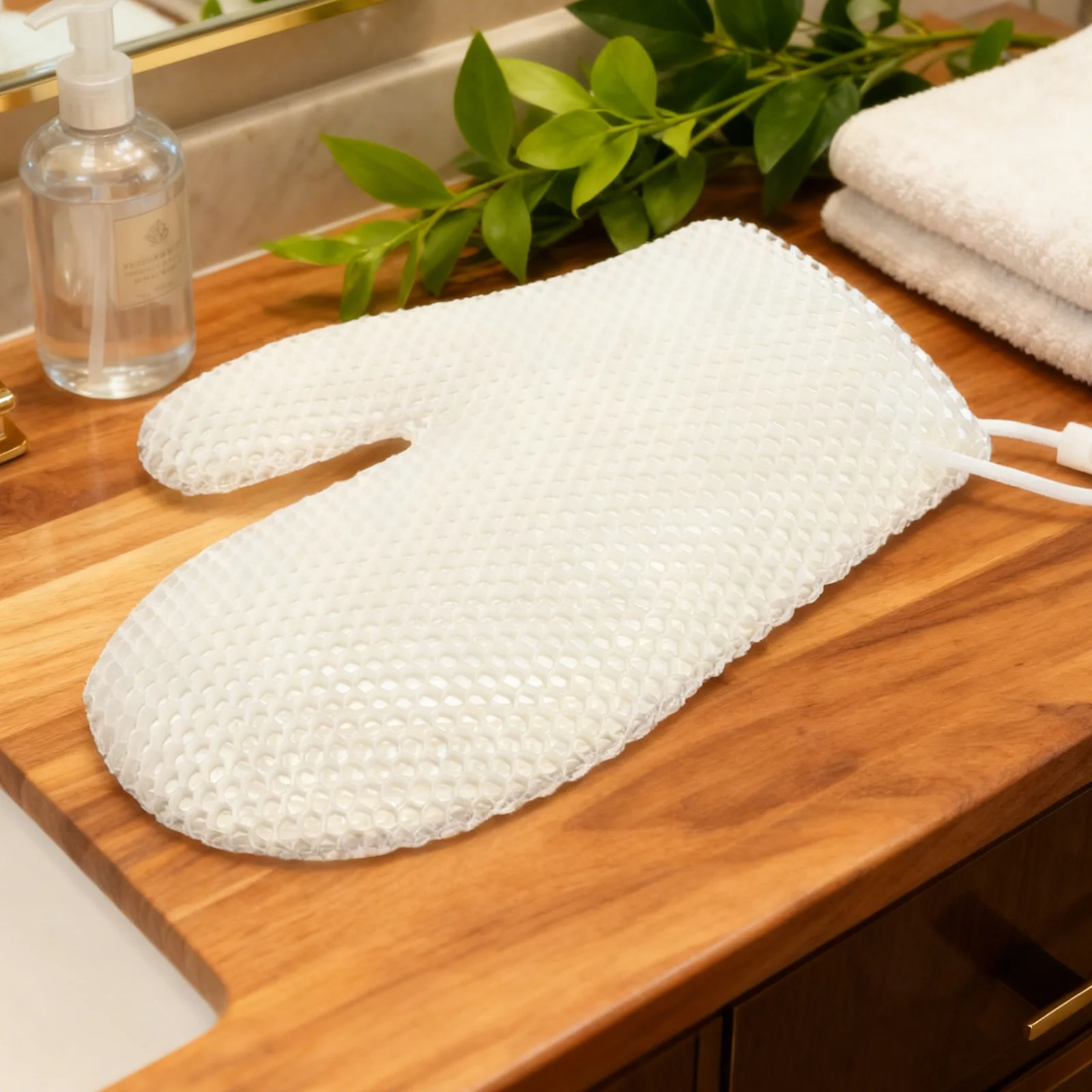 قفازات حمام تقشير على شكل قرص العسل للتنظيف العميق ومنظف الجسم للاستحمام والمنتجعات الصحية وتجربة قفازات الاستحمام التقشير #4