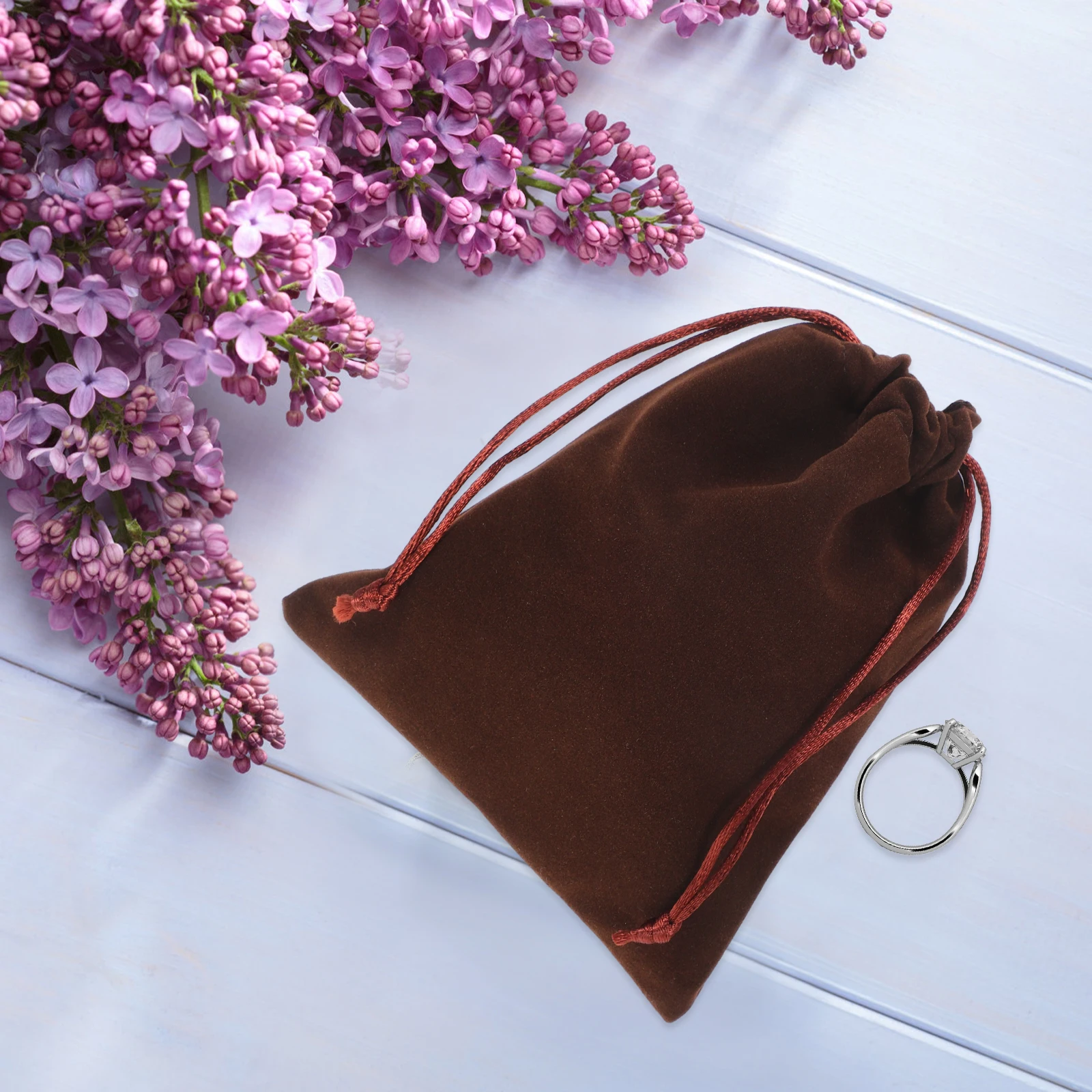 

Party Velvet Jewelry Bag Gift Small Pouches Drawstring Storage Coffee Short