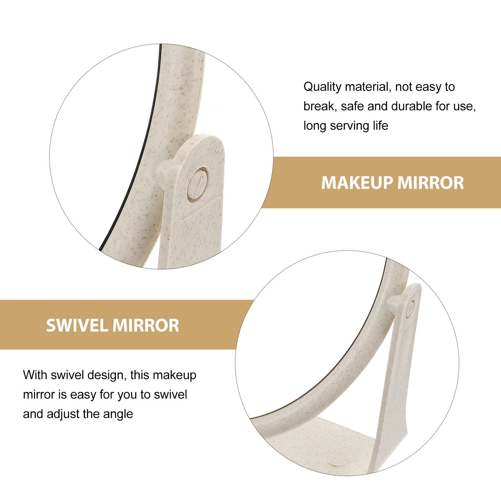

Desktop Makeup Mirror Double-Sided Rotating Swivel Portable Mirror Oval for Vanity Table Dresser Beauty