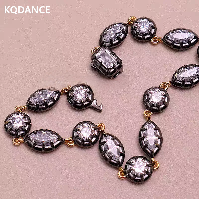 

KQDANCE новые итальянские браслеты со сверкающими камнями, серебро 925, черное золото, ювелирные изделия для женщин