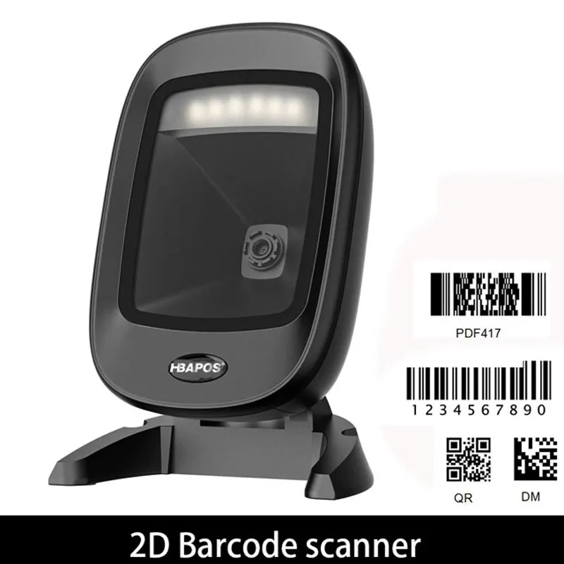 Desktop Barcode Scanner, 1D, 2D, QR Code, High Performance, Auto Sense, Data Matrix, Bar Code Reader for Store Payment, Omnidirectional