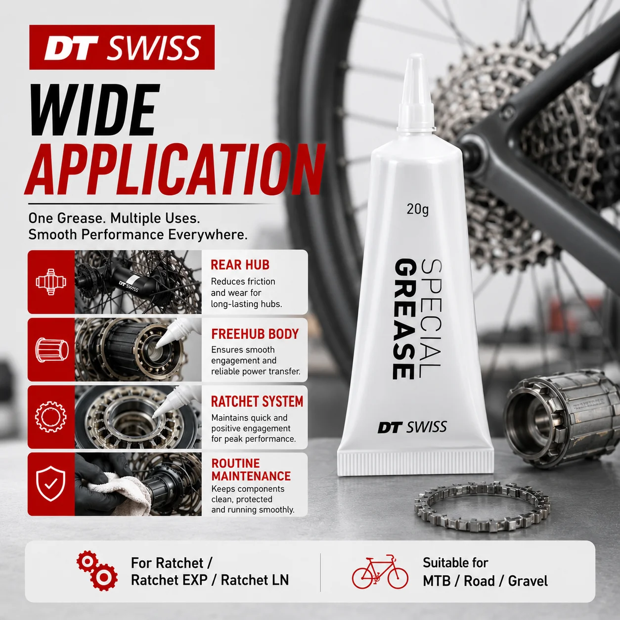 Original DT Swiss Special Grease 20g Star Ratchet Rear Hub Freehub