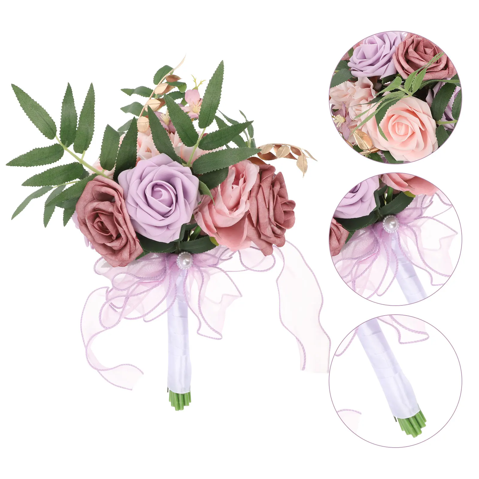 

Wedding Flower Artificial Bridal Holding Rose Bridesmaid Bouquet Fake Bride Flower Bouquet Reusable Home Bar Church Decor