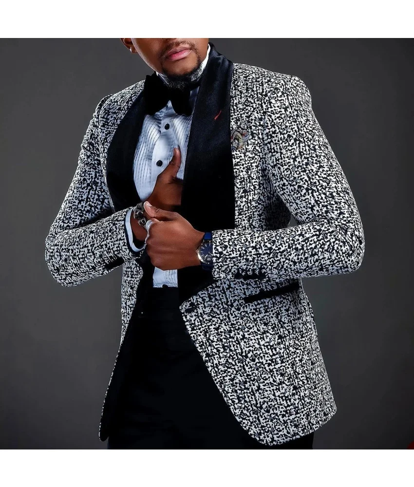 

Temperament dinner leisure autumn and winter color-blocked men's suit set,2-piece Men's Suit ( Blazer+Pants ) Wedding Tuxedos