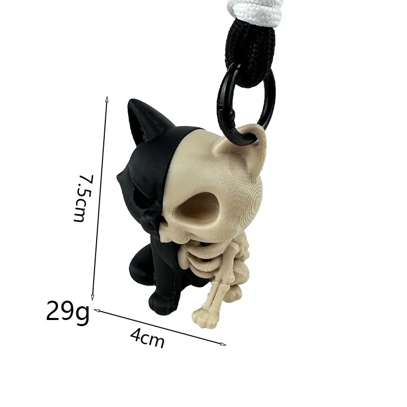 3D-geprint speelgoed sleutelhanger ambachtelijke kat schedel skelet hanger accessoire kinderspeelgoed cadeau