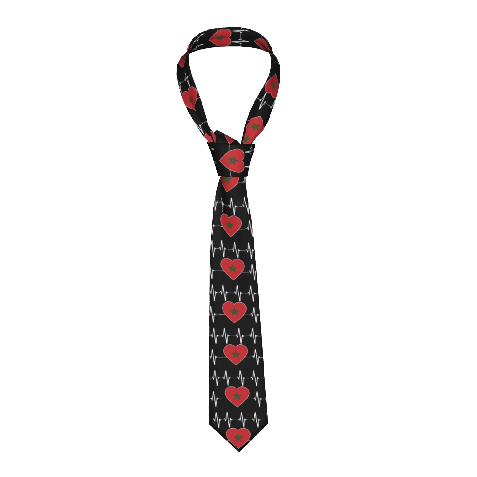 Formal Heartbeat Morocco Country Flag Ties for Office Men Moroccan Heart Family Neckties