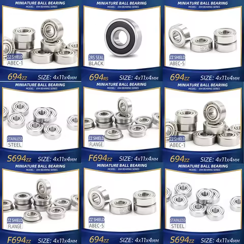 FUSHI 694 ZZ Bearing 4x11x4 mm 10Pcs 694ZZ RS 2RS Flange Handpiece Bearings For Strong Industrial Motors High Speed