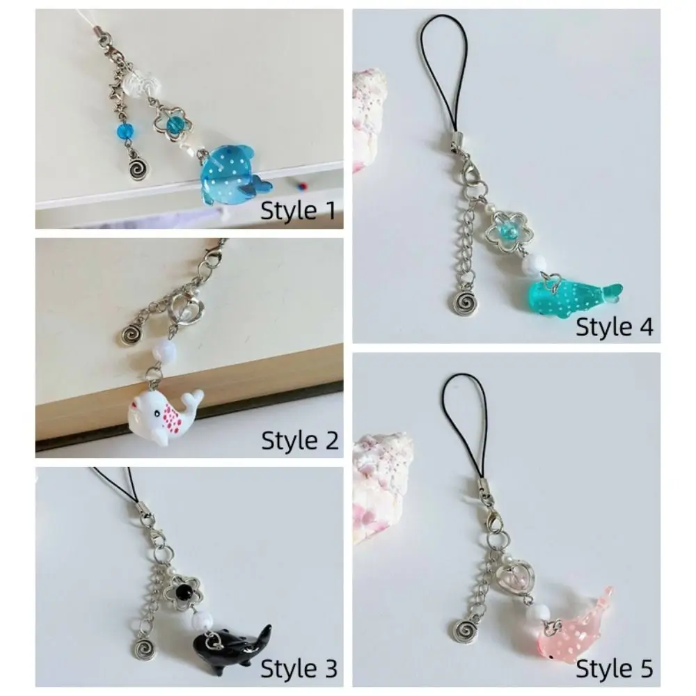 Cadena para teléfono móvil con tema oceánico, Animal marino Y2k, abalorio único para teléfono de tiburón, correa para teléfono móvil, cordón para teléfono hecho a mano